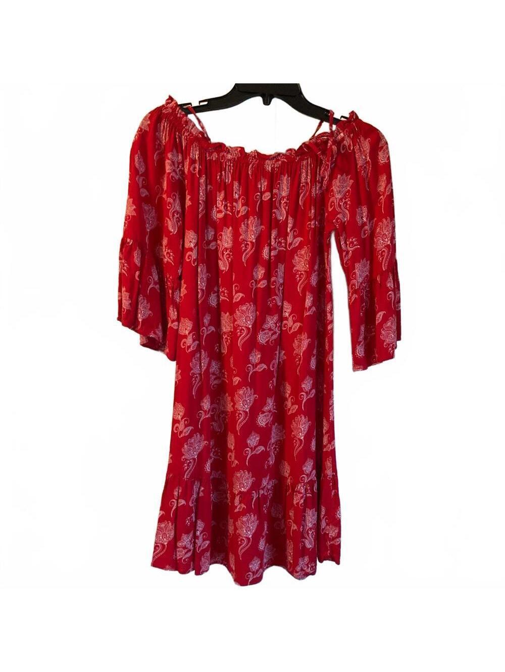 Charming Charlie Flower Off the Shoulder Dress with Tie Straps size M